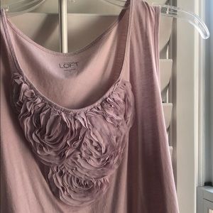 LAST CALL- Loft pale pink tank with ruffled detail